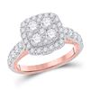 Image 1 : 2 CTW Round Diamond Cluster Bridal Wedding Engagement Ring 14kt Two-tone Gold - REF-192T3K