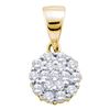 Image 1 : 1/4 CTW Round Diamond Flower Cluster Pendant 14kt Yellow Gold - REF-18A3N