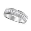 Image 1 : 1/2 CTW Mens Round Diamond Wedding Single Row Ring 14kt White Gold - REF-69R3H