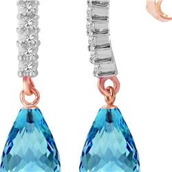 Genuine 4.65 ctw Blue Topaz & Diamond Earrings 14KT Rose Gold - REF-36W2Y