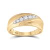 Image 1 : 3/8 CTW Mens Round Diamond Wedding Ring 10kt Yellow Gold - REF-45N6Y