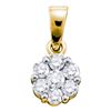 Image 1 : 1 CTW Round Diamond Flower Cluster Pendant 14kt Yellow Gold - REF-83X9T