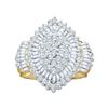 Image 1 : 2 CTW Round Diamond Oval Cluster Ring 10kt Yellow Gold - REF-81A3N