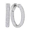 Image 1 : 1 CTW Round Diamond Inside Outside Hoop Earrings 14kt White Gold - REF-149H9W