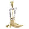 Image 1 : 1/10 CTW Round Diamond Cowboy Boot Fashion Pendant 10kt Yellow Gold - REF-9N6Y