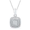 Image 1 : 1/4 CTW Round Diamond Square Frame Cluster Pendant 10kt White Gold - REF-18M3A