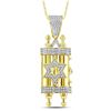 Image 1 : 3/8 CTW Mens Round Diamond Torah Magen David Scroll Charm Pendant 10kt Yellow Gold - REF-47W9F