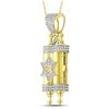 Image 2 : 3/8 CTW Mens Round Diamond Torah Magen David Scroll Charm Pendant 10kt Yellow Gold - REF-47W9F