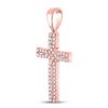 Image 2 : 1/3 CTW Round Diamond Roman Cross Pendant 10kt Rose Gold - REF-21T5K