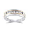 Image 1 : 1/4 CTW Mens Round Channel-set Diamond Wedding Ring 14kt White Two-tone Gold - REF-35T9K