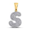 Image 1 : 1/2 CTW Mens Round Diamond Letter S Bubble Initial Charm Pendant 10kt Yellow Gold - REF-33H3W