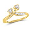 Image 1 : 1/20 CTW Round Diamond Double Heart Simple Ring 10kt Yellow Gold - REF-7A8N