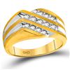 Image 1 : 1/2 CTW Mens Round Diamond Diagonal 3 Row Fashion Ring 10kt Two-tone Gold - REF-35X9T