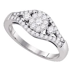5/8 CTW Round Diamond Flower Cluster Ring 10kt White Gold - REF-45F6M