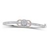 Image 1 : 7/8 CTW Round Diamond Cluster Circle Bangle Bracelet 14kt White Gold - REF-81A5N