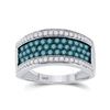 Image 1 : 1 CTW Round Blue Color Enhanced Diamond Ring 10kt White Gold - REF-38T4K