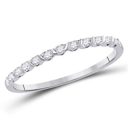 1/6 CTW Round Diamond Single Row Stackable Ring 10kt White Gold - REF-10K8R