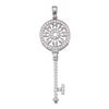Image 1 : 1/2 CTW Round Diamond Circle Handle Antique-style Key Pendant 10kt White Gold - REF-41R9H