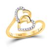 Image 1 : 1/12 CTW Round Diamond Double Heart Ring 10kt Yellow Gold - REF-14R4H