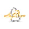 Image 2 : 1/12 CTW Round Diamond Double Heart Ring 10kt Yellow Gold - REF-14R4H