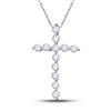 Image 1 : 1/2 CTW Round Diamond Cross Pendant 14kt White Gold - REF-30T3K