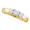 Image 1 : 3/4 CTW Round Diamond 3-stone Bridal Wedding Engagement Ring 14kt Yellow Gold - REF-69F3M