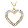 Image 1 : 1/10 CTW Round Diamond Heart Outline Pendant 10kt Yellow Gold - REF-11H9W
