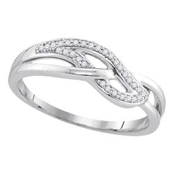 1/10 CTW Round Diamond Woven Strand Ring 10kt White Gold - REF-11A9N