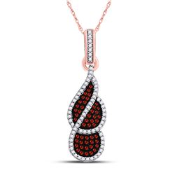 1/3 CTW Round Red Color Enhanced Diamond Fashion Pendant 10kt Rose Gold - REF-24K3R