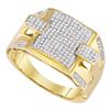 Image 1 : 3/8 CTW Mens Round Diamond Square Cluster Ring 10kt Yellow Gold - REF-39R3H