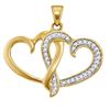 Image 1 : 1/10 CTW Round Diamond Double Joined Heart Pendant 10kt Yellow Gold - REF-8H4W
