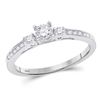Image 1 : 1/6 CTW Round Diamond 3-stone Promise Bridal Ring 10kt White Gold - REF-15Y5X