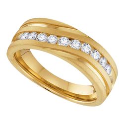 1/2 CTW Mens Round Diamond Wedding Ring 10kt Yellow Gold - REF-60X3T