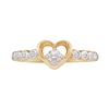 Image 1 : 1/10 CTW Round Diamond Slender Heart Ring 10kt Yellow Gold - REF-10M2A