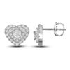 Image 1 : 1/2 CTW Round Diamond Heart Earrings 14kt White Gold - REF-41R9H