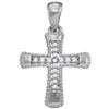 Image 1 : 1/10 CTW Round Diamond Small Flared Cross Pendant 10kt White Gold - REF-10X8T