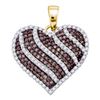 Image 1 : 1 CTW Round Brown Diamond Striped Heart Pendant 10kt Yellow Gold - REF-54M3A