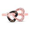 Image 2 : 1/20 CTW Round Brown Diamond Double Heart Ring 10kt Rose Gold - REF-18K3R