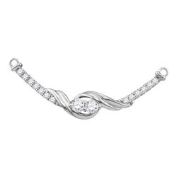 1/3 CTW Round Diamond 2-stone Hearts Together Bar Pendant 14kt White Gold - REF-35H9W