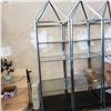 Image 1 : STAINLESS DISPLAY SHELF W/ GLASS SHELVES - APPROX 26 X 26 X 90 INCH