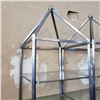 Image 2 : STAINLESS DISPLAY SHELF W/ GLASS SHELVES - APPROX 26 X 26 X 90 INCH