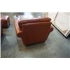 Image 8 : PAIR OF LEATHER ARM CHAIRS, OTTOMAN, AND STORAGE OTTOMAN