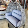 Image 2 : BRAND NEW MODERN RATTAN OUTDOOR DOUBLE HANGING CHAIR W/ CHARCOAL CUSHIONS - RETAIL $1949 AND RATED F