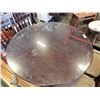 Image 2 : MODERN ROUND DARK FINISH TABLE AND 4 STOOLS, COUNTER HEIGHT W/ GLASS TOP