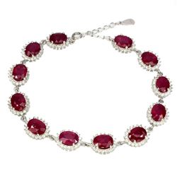 Genuine Oval Red 8x6mm Ruby Bracelet