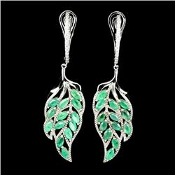 Natural Colombian Emerald Leaf Earrings