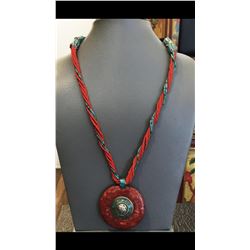 Tibet Hand Made Natural Turquoise & Coral Necklace