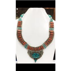 Tibet Hand Made Turquoise & Coral Necklace