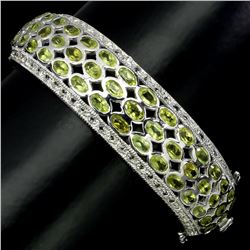 Natural Unheated Oval Green Peridot Bangle