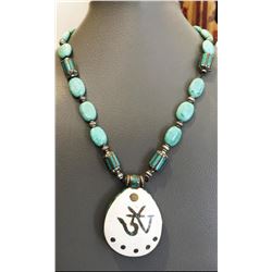 Tibet Hand Made Natural Turquoise AUM Necklace